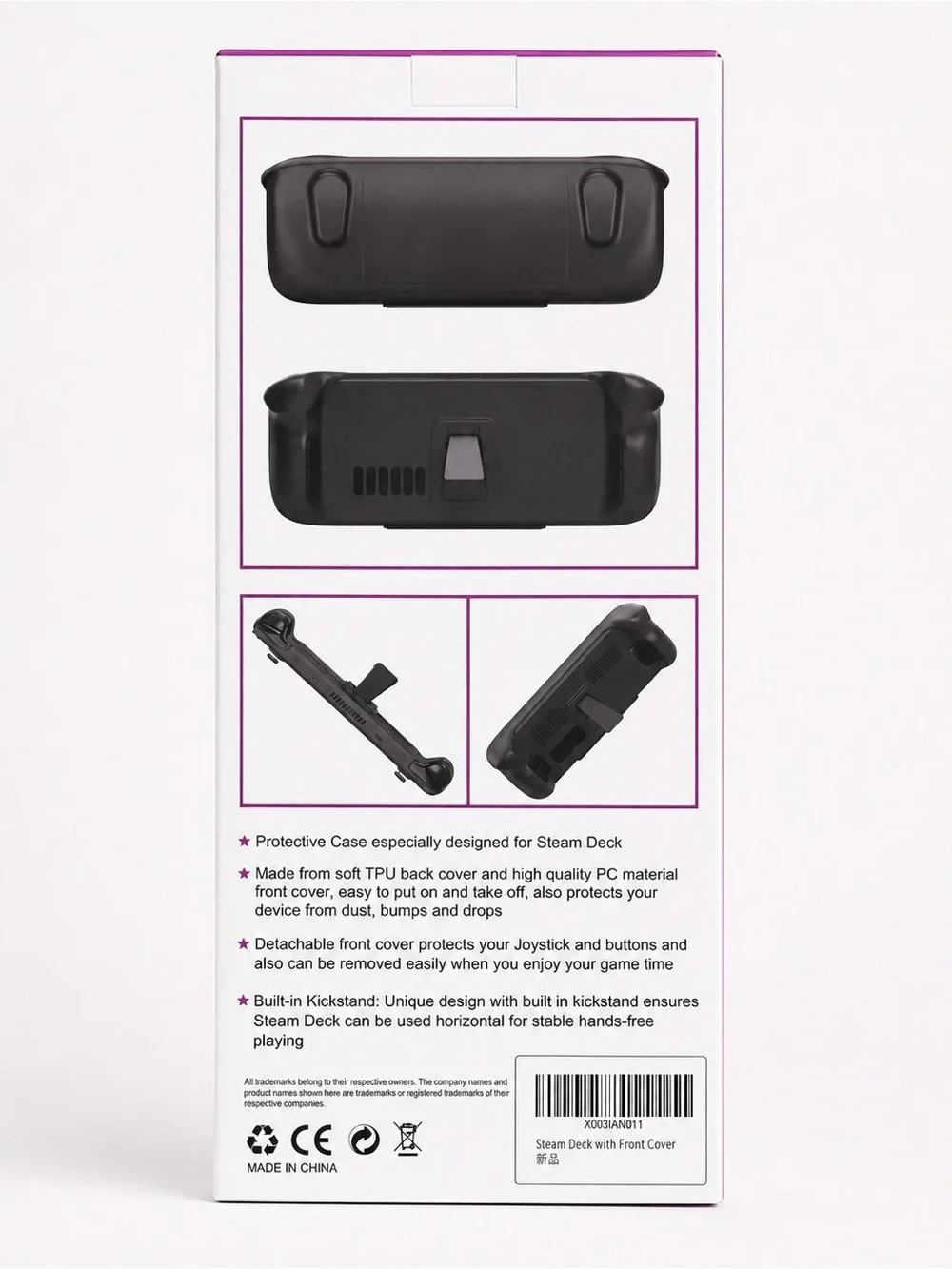 JYS Steam Deck Protective Case with Detachable Front Shell & Kickstand